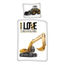 Licens Gravemaskin sengetøy 140x200 cm Gravemaskin og store maskiner 2 i 1 design 100% bomull