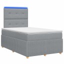 vidaXL LED boksseng med madrass Lysegrå 120 x 190 cm Stoff