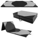 Sammenleggbar treningsmatte laget av kunstskinn med borrelås og amp Bærehåndtak 300 x 117 x 5 cm grå