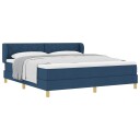  Box Spring Seng med Madrass   Blå 180x200 cm Stoff