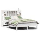  Seng med bokhylle uten madrass hvit 150x200 cm heltre furu 8721158613912