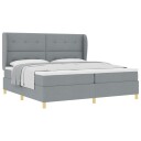  Box Spring Seng med Madrass i Lysegrå 200x200 cm Stoff