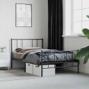 vidaXL Sengeramme i metall med hode- og fotgavl svart 80x200 cm 8720845788629