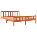 vidaXL Sengeramme med hodegavl voksbrun 150x200 cm heltre furu 8721012315129