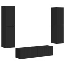  TV benksett 6 pcs Svart Konstruert tre