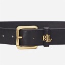 Ralph Lauren Logo Keeper Leather Belt Black