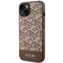 Guess Case For Iphone 14 Plus 6,7&Amp Amp Quot  Guhmp14mhgcfsew Brown Harcase Magsafe Gcube Pu Stripes