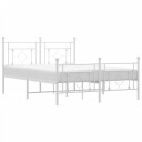 vidaXL Sengeramme i metall med hode- og fotgavl hvit 135x190 cm 8721012249387