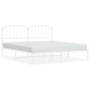 vidaXL Sengeramme i metall med sengegavl hvit 160x200 cm 8721012212480