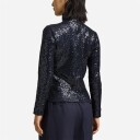 Ralph Lauren Sequined Mesh Turtleneck Deep Navy