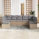  Hagesofa Set med pute med lagring 9 pcs Beige og lys grå