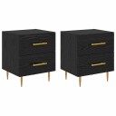  Nattbordskap 2 pcs Svart Eik 40 x 35 x 47,5 cm Konstruert tre