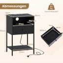Industrielt nattbord med ladestasjon – svart kompakt design