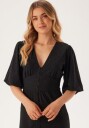 BUBBLEROOM Broderie Anglaise Puff Sleeve Dress Black L