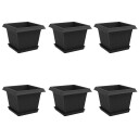 vidaXL Plantepotter 6 pcs Svart 23 x 23 x 17,5 cm Plast