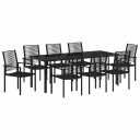  9-delt Hage Spisesett Svart PVC Rattan