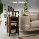 Sidebord salongbord i industridesign salongbord med justerbar hylle til stue soverom 34 x 30 x 80 cm rustikk brun