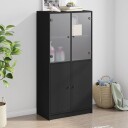  Highboard med dører svart 68x37x142 cm konstruert tre
