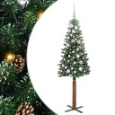  Slim juletre Grønn og hvit 150 cm PVC og Massivt Furu tre