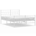 vidaXL Sengeramme i metall med hode- og fotgavl hvit 140x200 cm 8721012189287