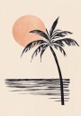 Coconut Tree with Sunset Illustration Plakat Plakat / 30x40cm