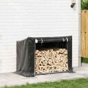 Vedstativ med regntrekk 151x80,5x110,5 cm galvanisert stål