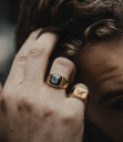 IX Studios Cushion Signet Hawks Eye Ring 22 kt. Gullbelagt sølv DMN0282GDHE54 - Unisex - 925 sterling silver