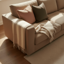 Tepper   Ullmixpledd   Beatriz Stripe beige/hvit Størrelse: 130 x 170 cm