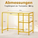 Databord med glassplate – Romslig Metallramme Gull