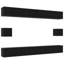  TV benksett Veggmontert 8 pcs Svart Eik Konstruert tre