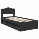  Sengestamme med hodegjerde Svart 90 x 200 cm Massiv furu