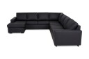 Crazy 6 seters Venstrevendt U formet Large Hjørnesofa med Divan i Kunstlær   Svart