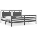 vidaXL Sengeramme med hodegavl grå 200x200 cm heltre