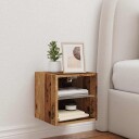  Vegghengt TV-benk med LED gammelt tre 30x28,5x30 cm 8721158446596