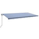vidaXL Automatisk markise med vindsensor og LED 600x300 cm blå og hvit