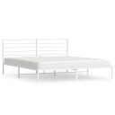 vidaXL Sengeramme i metall med sengegavl hvit 200x200 cm