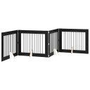 Vidaxl Foldbar Hundegitter Med Stativer 4 Stk. Svart Eik 401 cm