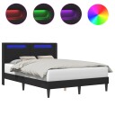  Sengestamme med LED lysstrimler Svart 135 x 190 cm Kunstlær