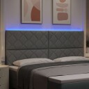  LED Hodegjerde Diamantblokker Design Lysegrå 200 cm Stoff