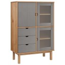 vidaXL Highboard OTTA brun og grå 85x43x125 cm heltre furu