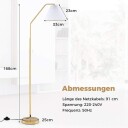 Justerbar buegulvlampe – 168 cm E27 sokkel gullfinish