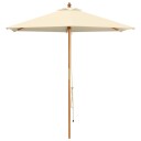 vidaXL Hageparasol Ø 210 x 237 cm Solid Eucalyptus Tre Kremhvit