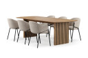 Bark Richeto Spisebord 240 cm med 6 Filip Spisestoler   Naturlig finish / Taupe Bouclé