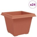 vidaXL Firkantet Blomsterpotte 24 pcs Klinker Rød 28,5 x 28,5 x 22 cm