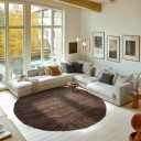 Rundt teppe   Leora Natural Cotton Shaggy brun/oliven Størrelse: Ø 200 cm