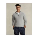 Mesh-Knit Cotton Quarter-Zip Sweater Andover Heather