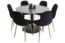 Venture Home Estelle Spisegruppe 106 cm Rund med 6 Polar Stoler Sort/Guld