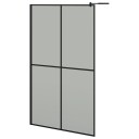 Dusjvegg med hylle svart 118x190 cm ESG-glass og aluminium