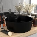 vidaXL Luksuriøs servant med overløp matt svart 36x13 cm keramisk