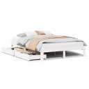  Sengeramme med skuffer hvit 140x200 cm heltre furu 8721102943386